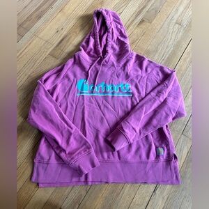 Carhartt Magenta Hoodie with Teal Logo